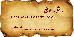 Csetneki Petrónia névjegykártya